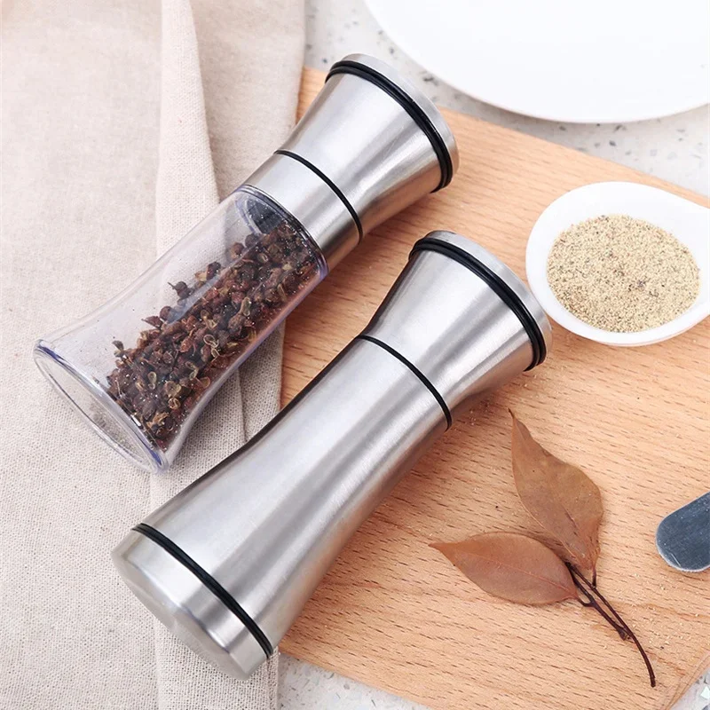 Salt And Pepper Grinder Refillable Stainless Steel Shakers Adjustable Coarse Mills Portable spice jar containers