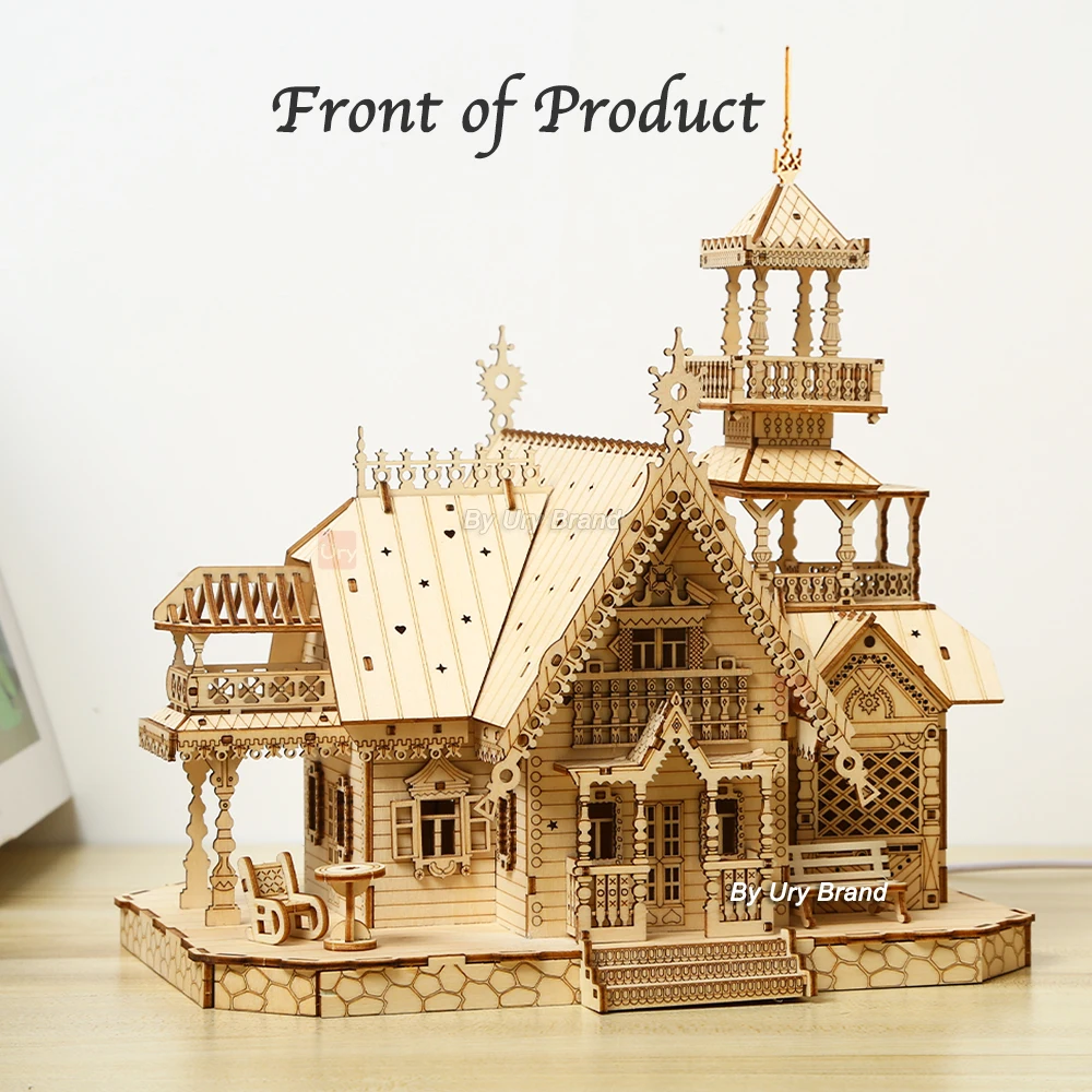 Puzzle en bois 3D pour enfants et adultes, villa, maison, château royal  avec lumière, jouet d'assemblage, kits de modèles de bricolage, décoration  de bureau, cadeau - AliExpress