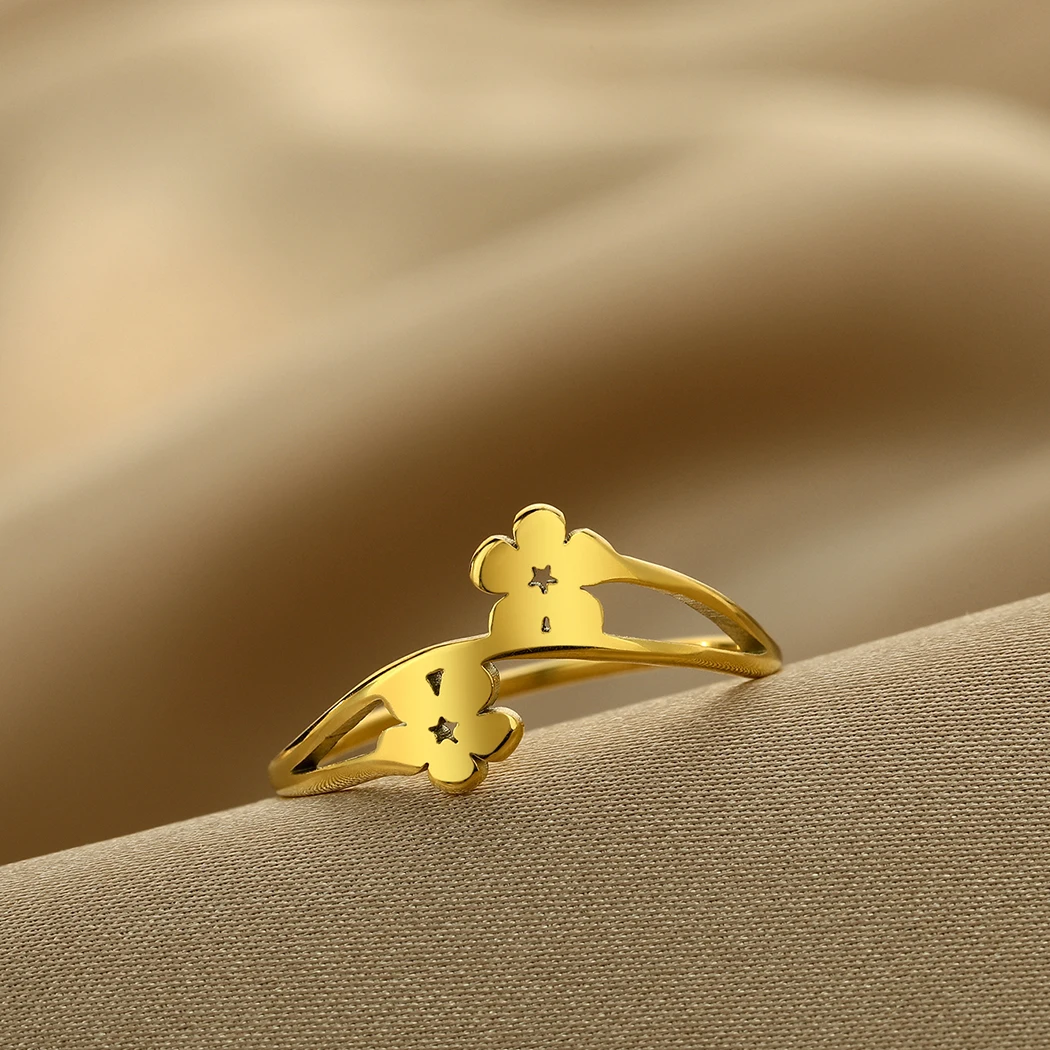 Anillo Geométrico de Flor y Hoja Vintage (Acero Inoxidable Dorado) Sf2bc9609b2724242b407f307bef2bf82z
