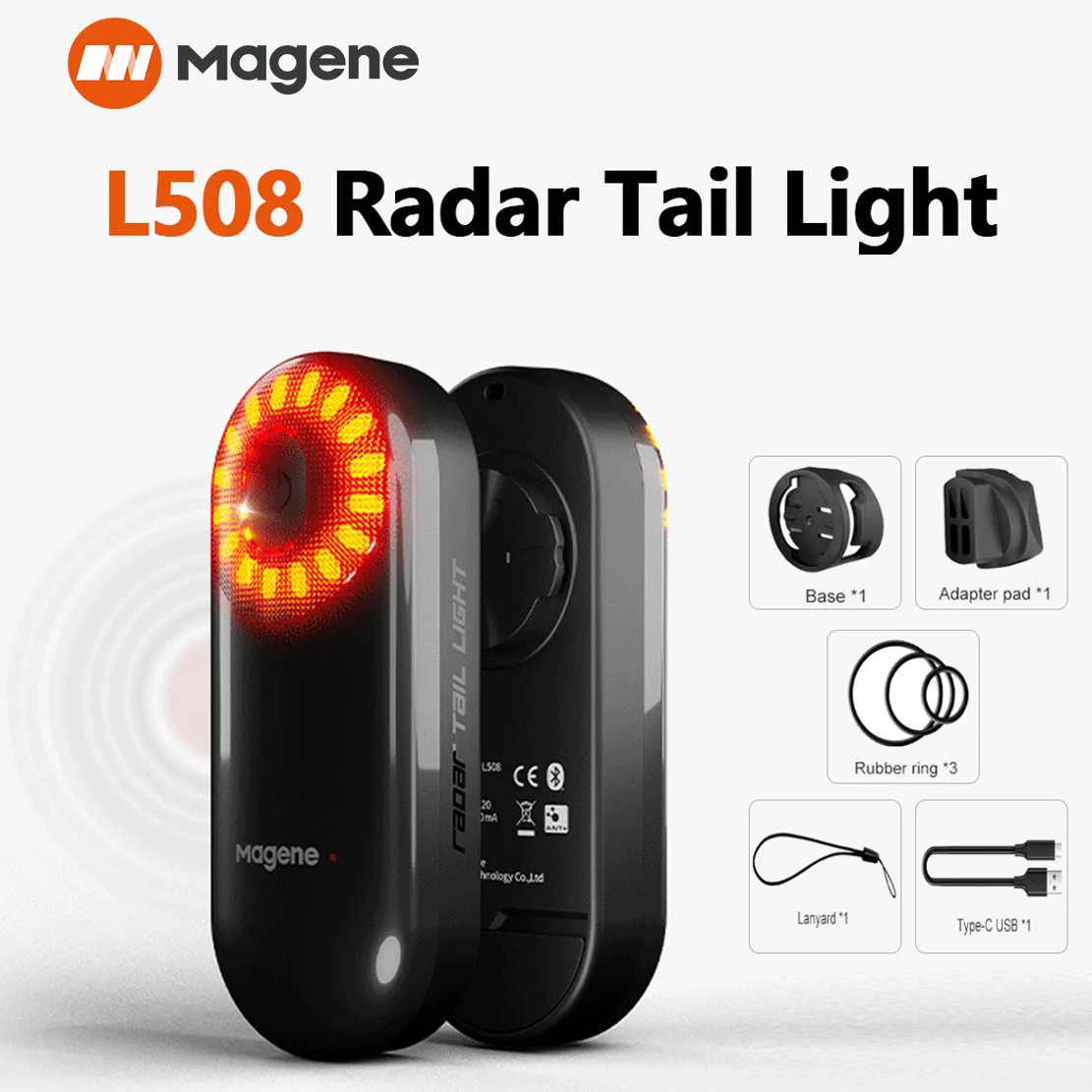 

Magene Radar Bike Tail Light L508 Bicycle Smart Rear Lighting Waterproof Brake Sensor Warning Lamp Waterproof Cycling Taillight