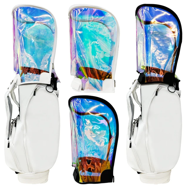 방수 골프 캐디 백 후드 커버 – 무게추 홀로그램 투명 스냅 단추