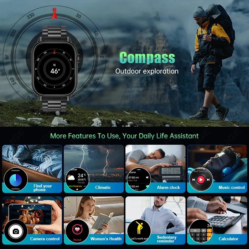 LIGE New For Huawei Xiaomi GPS Smart Watch Men Compass Waterproof Outdoor Sport Tracker 420mAh Bluetooth Call Smartwatch Women