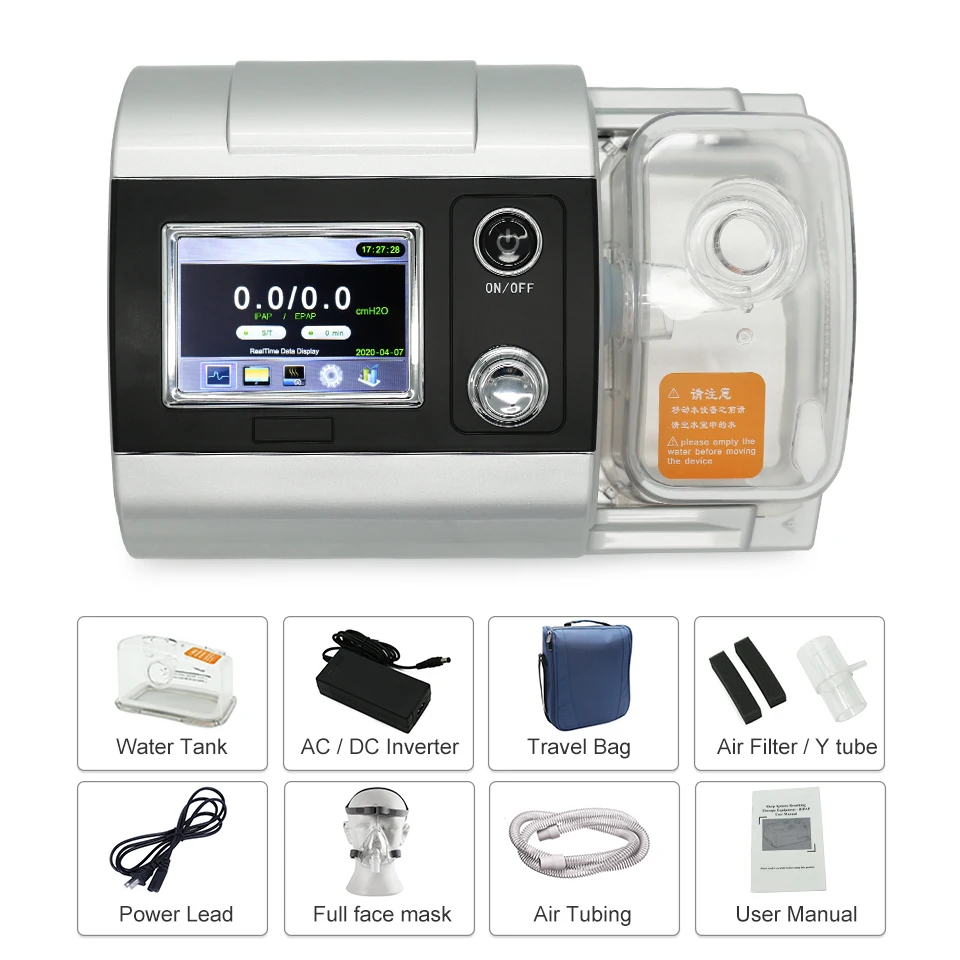 

Home Auto CPAP BIPAP Machine S/T Sleep Breathing Device COPD CSA Lung Function Portable Machine With Nasal Pillow Mask