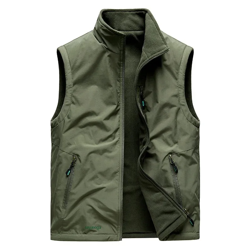 

Men's Reversible Fleece Vest Jackets Water-resistant Cargo Waistcoat Multi-pockets Functional Outdoor Hiking Colete Tatico tops