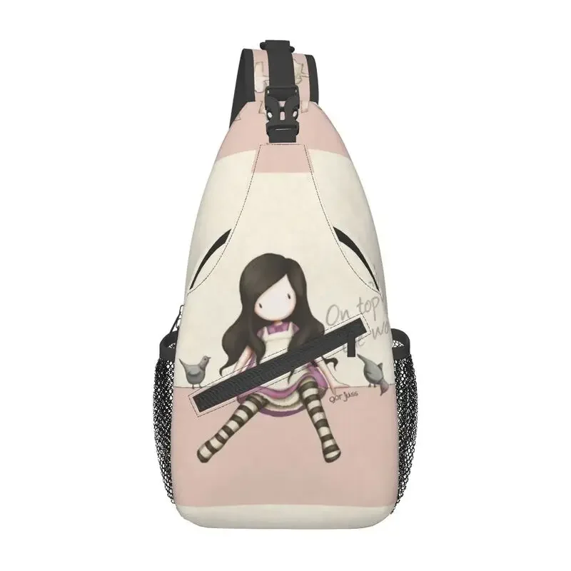 

Santoro Gorjuss Sling Crossbody Backpack Men Custom Cartoon Girl Doll Chest Shoulder Bag for Cycling Camping Daypack
