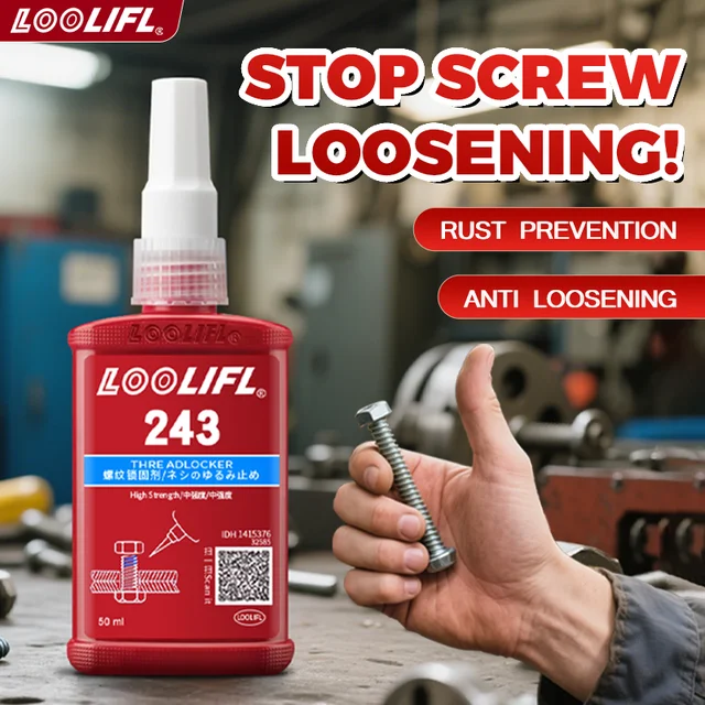 243 Blue Medium Strength Threadlockers, Universal Thread Adhesives, For All Metal Threaded Components, Removable Waterproof 50ML 2