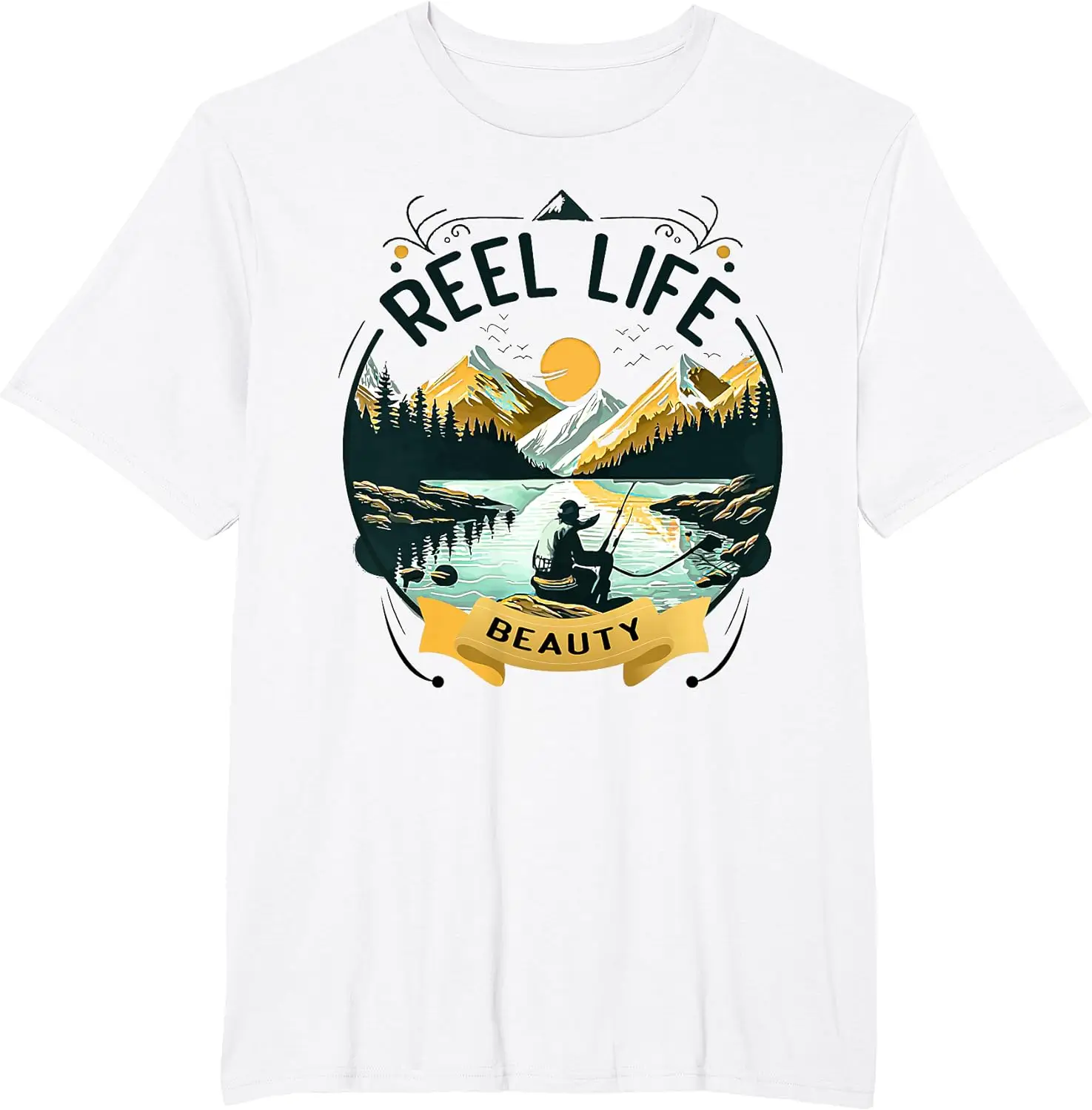 Футболка для рыбалки REEL LIFE BEAUTY для мужчин и женщин, винтажная маунтинская хлопковая футболка с коротким рукавом, легко носить и сочетать