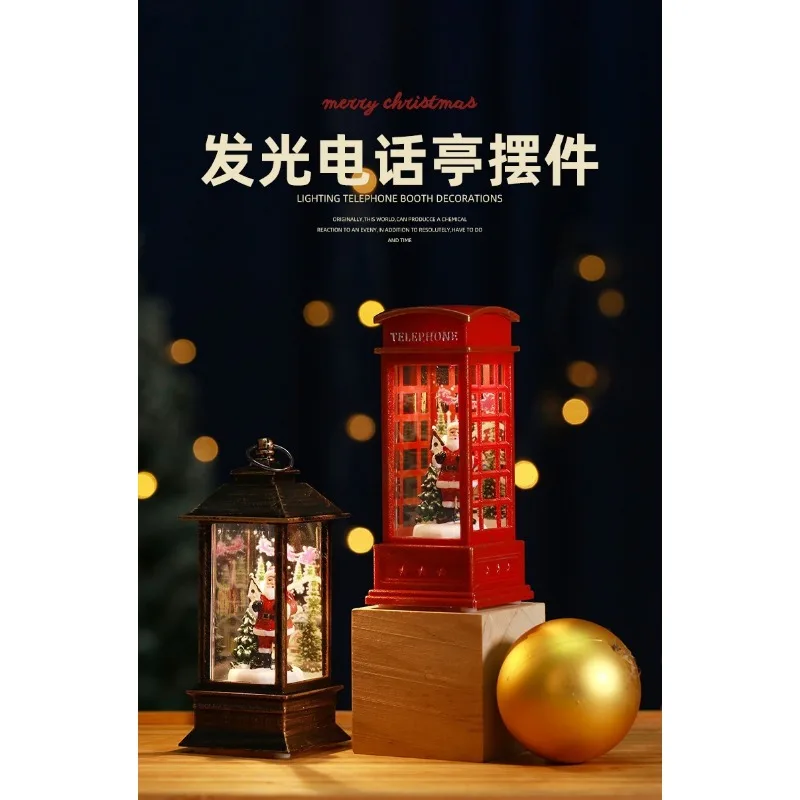 Description Picture 2 of item1Pc Christmas lighting telephone booth Christmas decoration Christmas theme snowflake glass lamp Christmas decoration ornaments