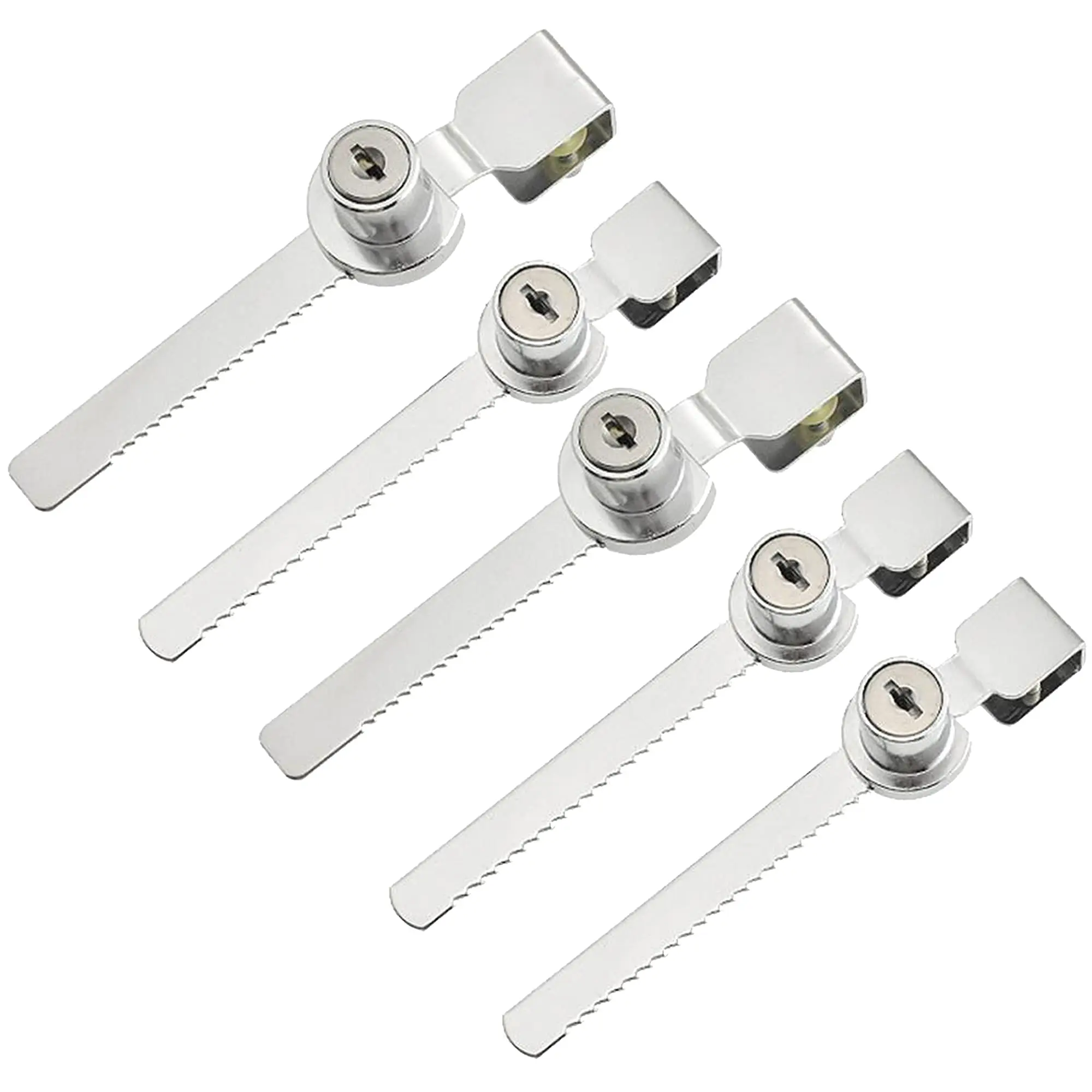 Door Lock Buckle Sliding Glass Door Ratchet Chrome Finish Keyed Alike Drawer Display Case Showcase Security 5 Pack With 10 Keys