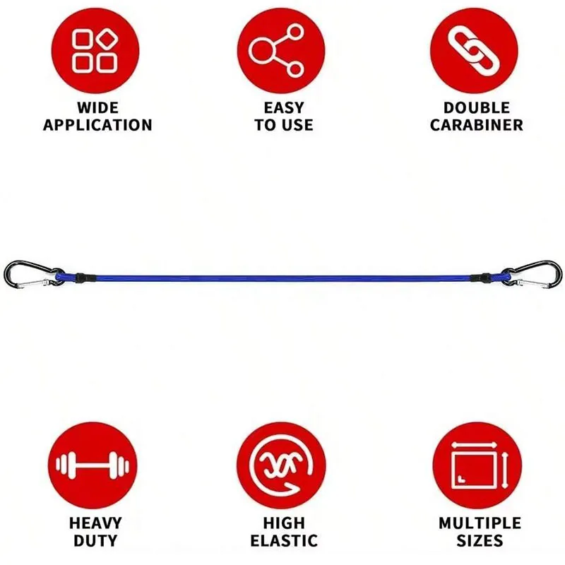 30-150cm Tent Fixed Elastic Rope Hiking Camping Rope Elastic Rope Lightweight Driving Luggage Tether Outdoor Accessories