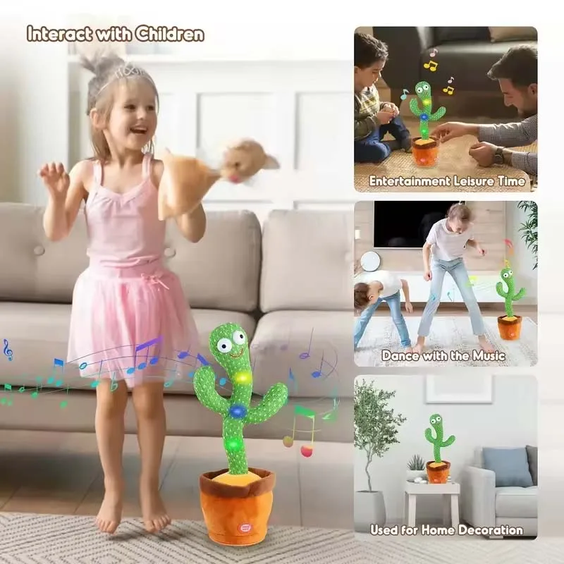 Dancing Talking Cactus Toy Kid Singing Mimicking Repeating Cactus Toy Baby Toddler Boy Girl Gift Recording Voice Interactive Fun - Bilde 3