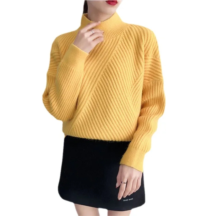 Women Long Sleeve Striped Knitted Sweater