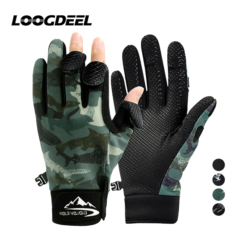 LOOGDEEL Winter Fishing Gloves Men Non-slip Windproof Touch Screen