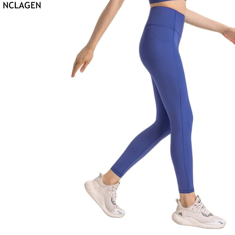 

NCLAGEN High Waist Yoga Pants Pocket High Elastic Sports Tight Training Cropped Pants Gym Running Sexy Breathable Fitness