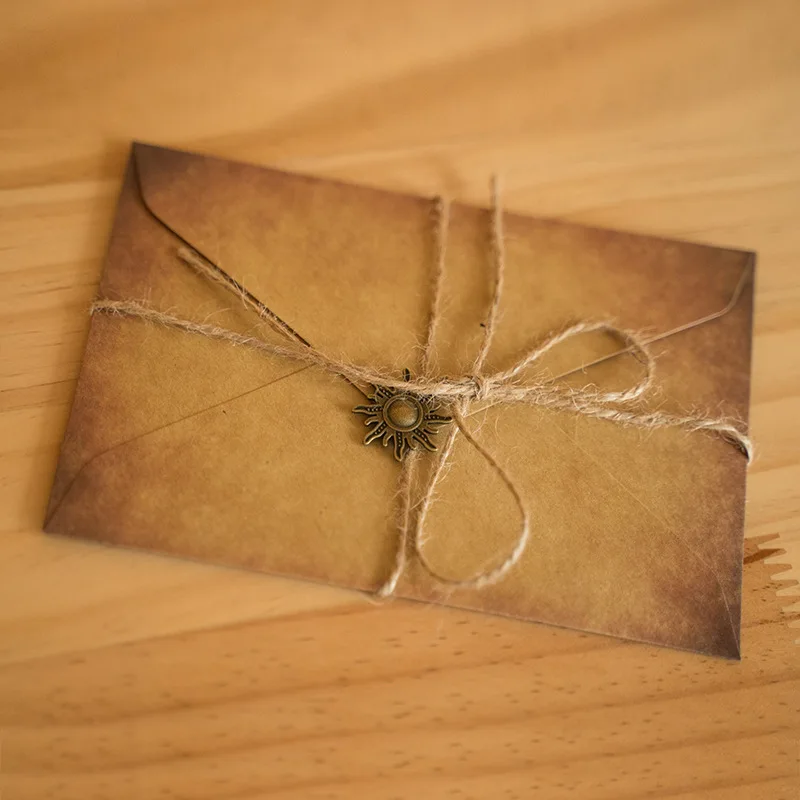 Bview Art Vintage Kraft Letterhead Envelope Set A5 Handwritten Letterhead Confession Twine Hanging Decoration