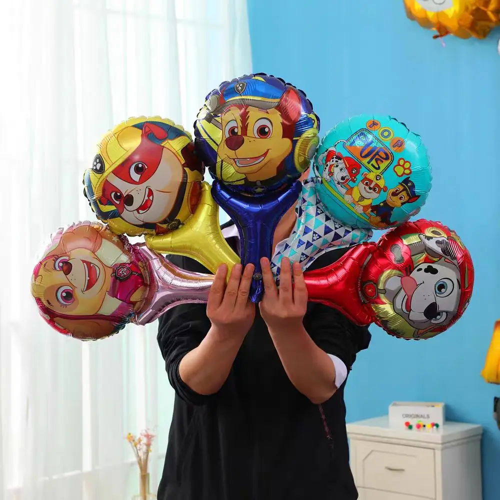 10Pcs 25*35Cm Paw Patrol Hand Stick Folie Ballons Globals Cartoon Hund Streifen Bälle Sids Junge geburtstag Party Aufblasbare Spielzeug Geschenk