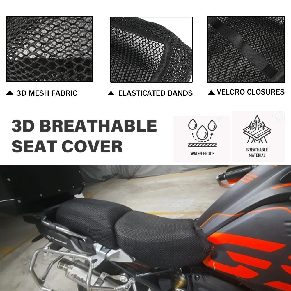 미끄럼 방지 오토바이 시트 쿠션 커버, 3D 메쉬 네트, 블랙 프로텍터, BMW R 1200GS 어드벤처 R1200GS ADV LC R1200 GSA 2013-2018