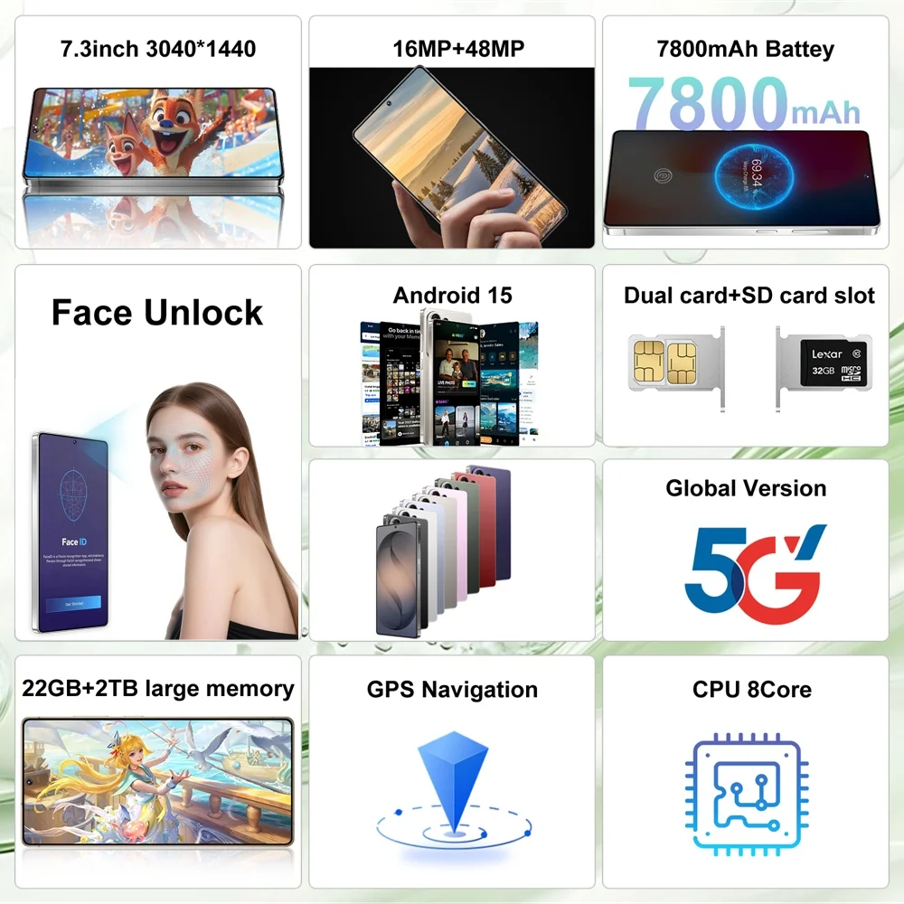 K-Touch S27 Ultra Mobile Phones Android 15 Smartphone 7.3HD Cheap 4G 5G Dual Card Dual Standby Cell Phone 7800mAh WIFI GPS Global Version Cellphones