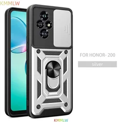 Shockproof Armor Phone Case with Camera Lens Protection and Smart Car Holder - Honor X8c (Silvery)