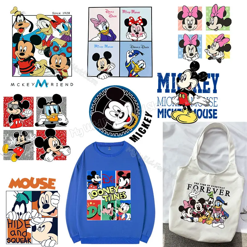 Mickey Minnie Mouse Thermo-Sticker Fashion Disney Iron Clothes Sticker ...