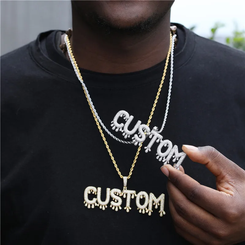 

Letter Custom Name Necklace for Men Personalized Pendant Real Gold Plated Hip Hop Iced Out Jewelry Dropshipping