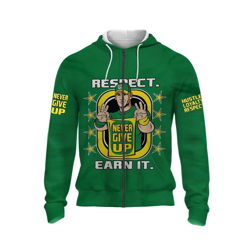 

3D Printing John Cena Earn The Day Men's And Women's Autumn And Winter Warm Sweater WWE Wrestling Fans Bystander Hoodie