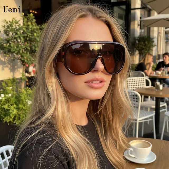 Lunettes de soleil de luxe surdimensionnées pour femmes et hommes, grandes lunettes de sport, tendance, UV400, nouvelle collection 1