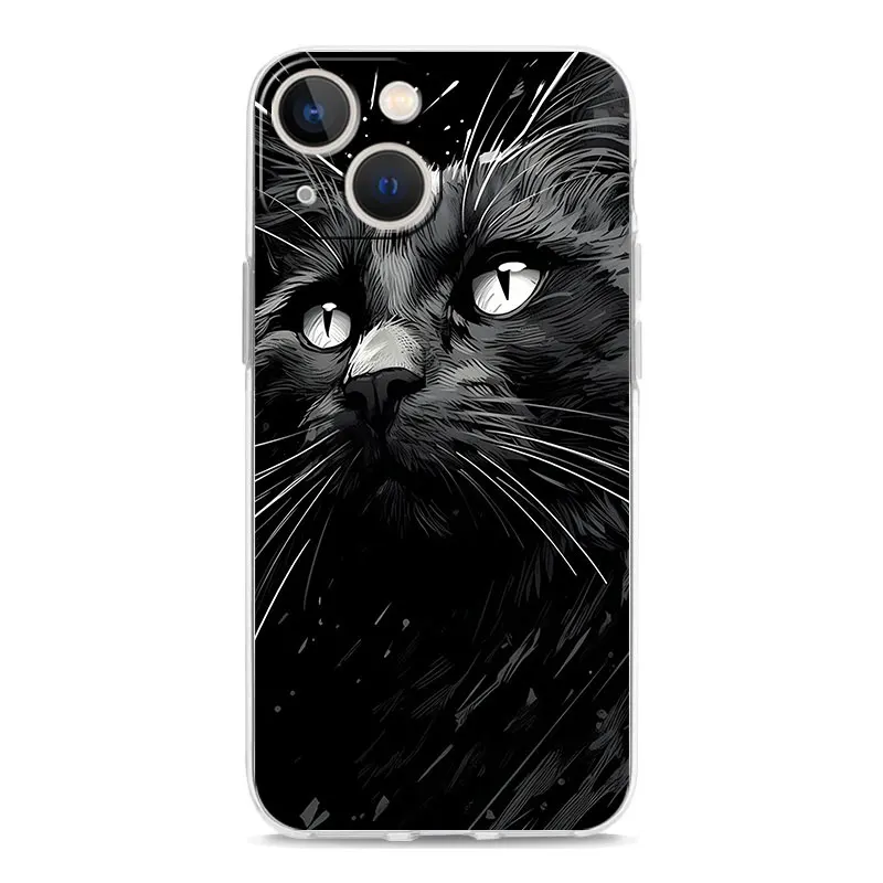 Enhance your device with the Black Cat Shockproof Silicone Phone Case - Soft, Stylish, and Durable Cover