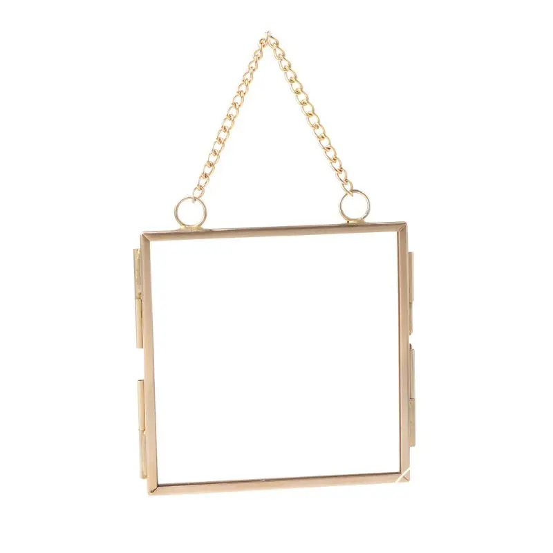 Photo Frame Creative DIY Chain Retro Metal High Translucent Glass Specimen Folder 2 Size Optional photo frame art frames acrylic display holder display case