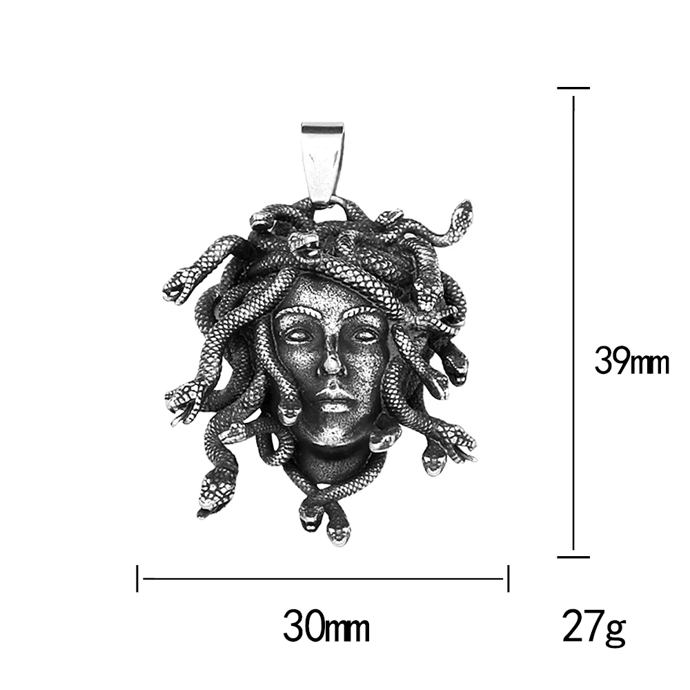 Fashion Medusa Stainless Steel Necklace For Men Unique Punk Snake Vintage Pendant Neclace Amulet Jewelry Gifts Dropshipping 6