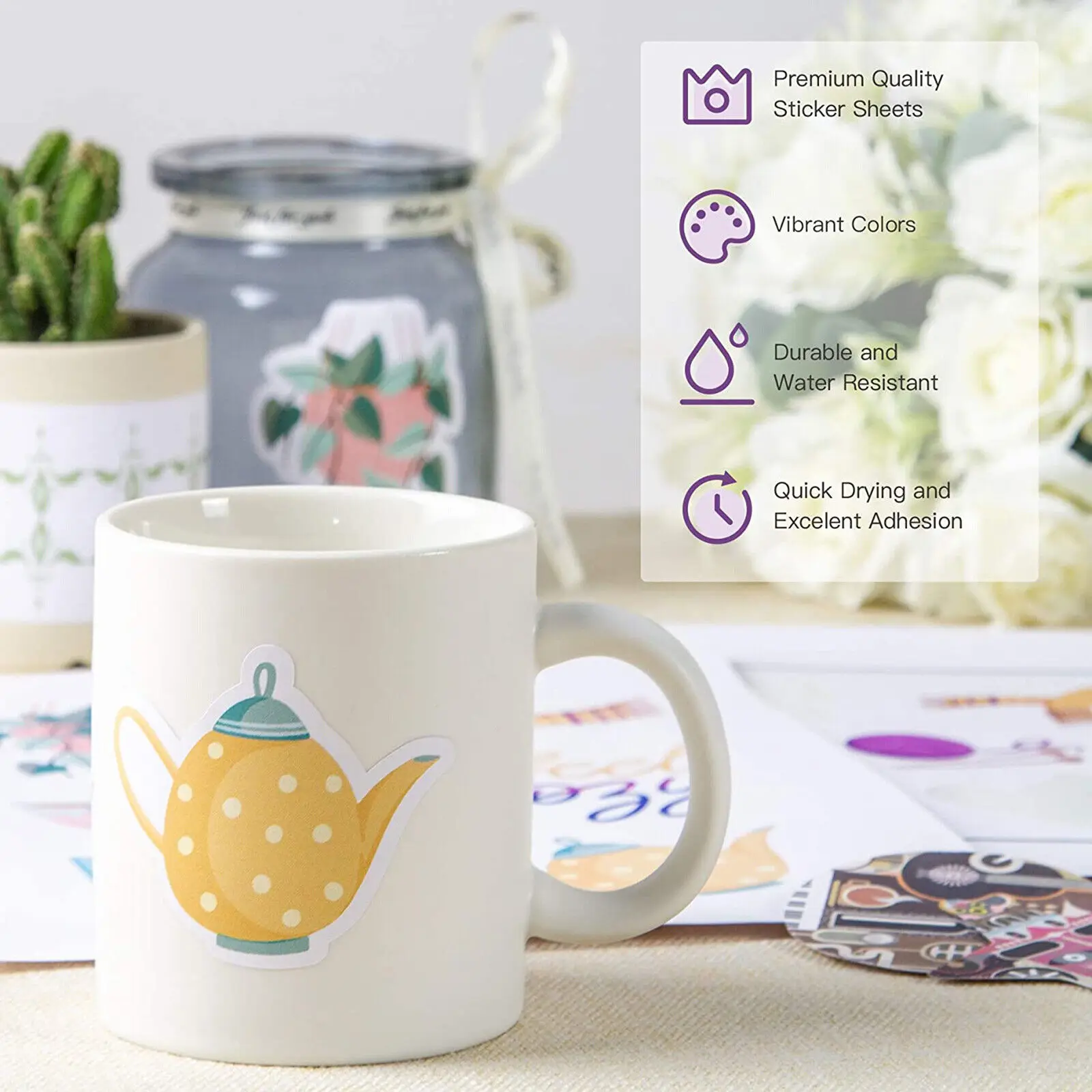 HTVRONT 8.5inx11in 40pcs Matte White Printable Vinyl Sticker Paper for Inkjet & Laser Printer