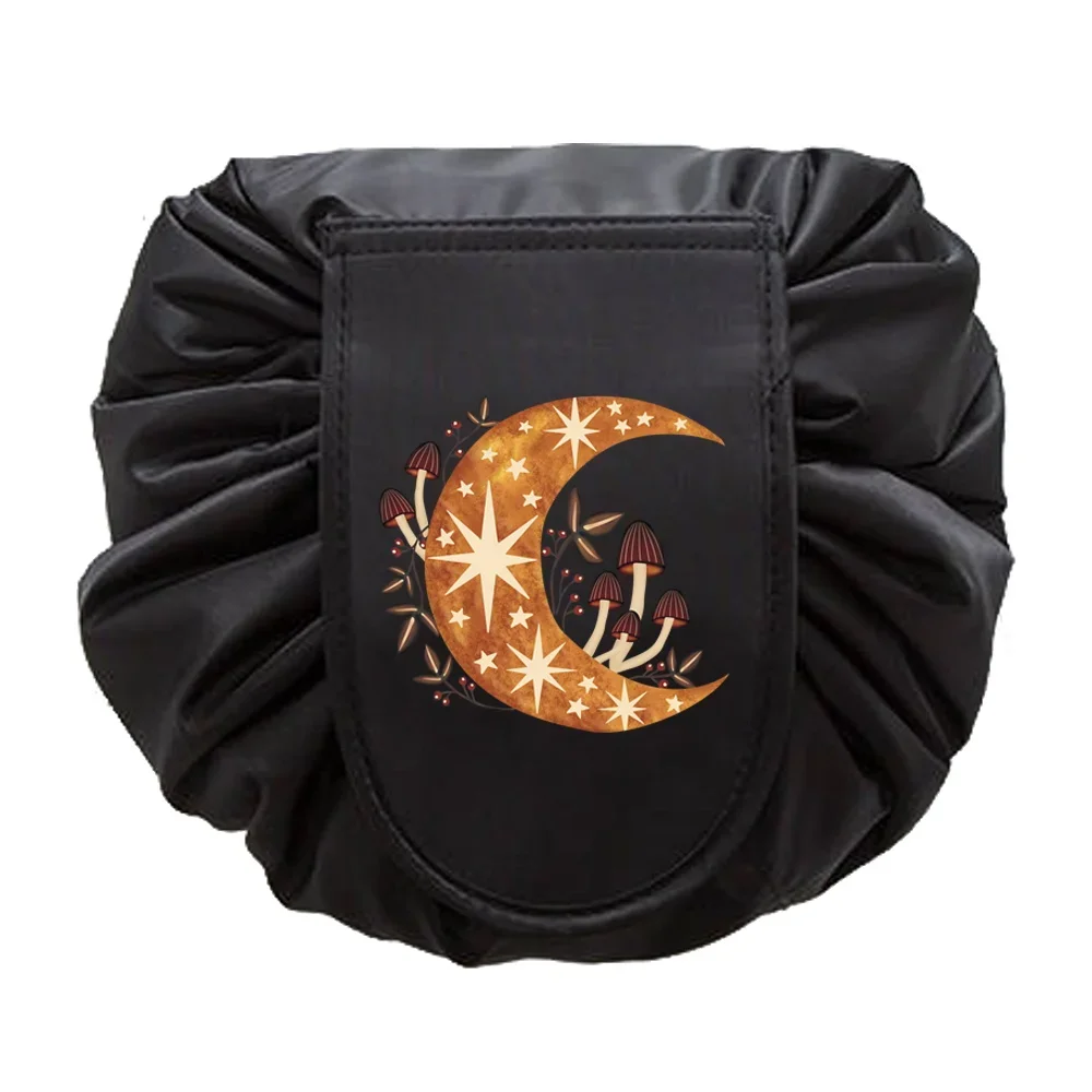 Mushroom Print Waterproof Drawstring Makeup and Toiletry Travel Bag