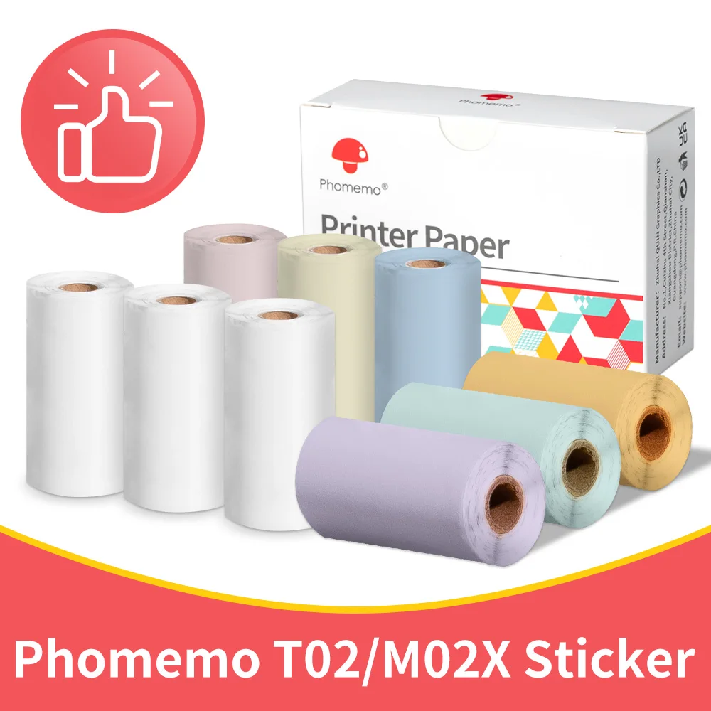 Papier Autocollant Thermique Pour Mini-Imprimantes T02/M02X/M02L - 3 Rouleaux 53x6,5m - Sans BPA