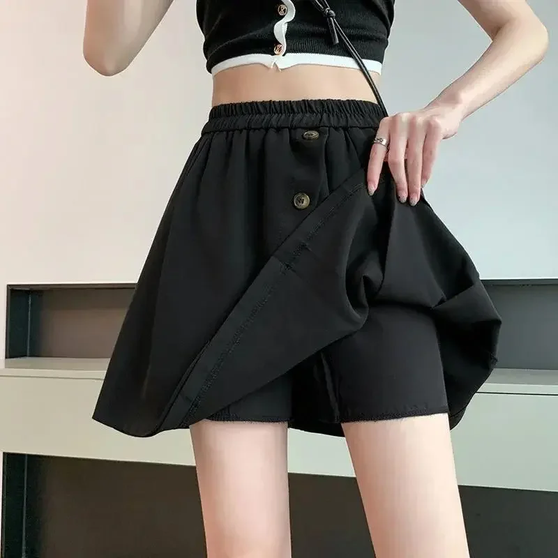thumbnail image 1 of 2024 Verano Nuevo Estilo Vestido Mini De Mujer Falda De Cintura Alta Línea A Pantalones De Seguridad Cintura Elástica Antiexposición, 1 of 5