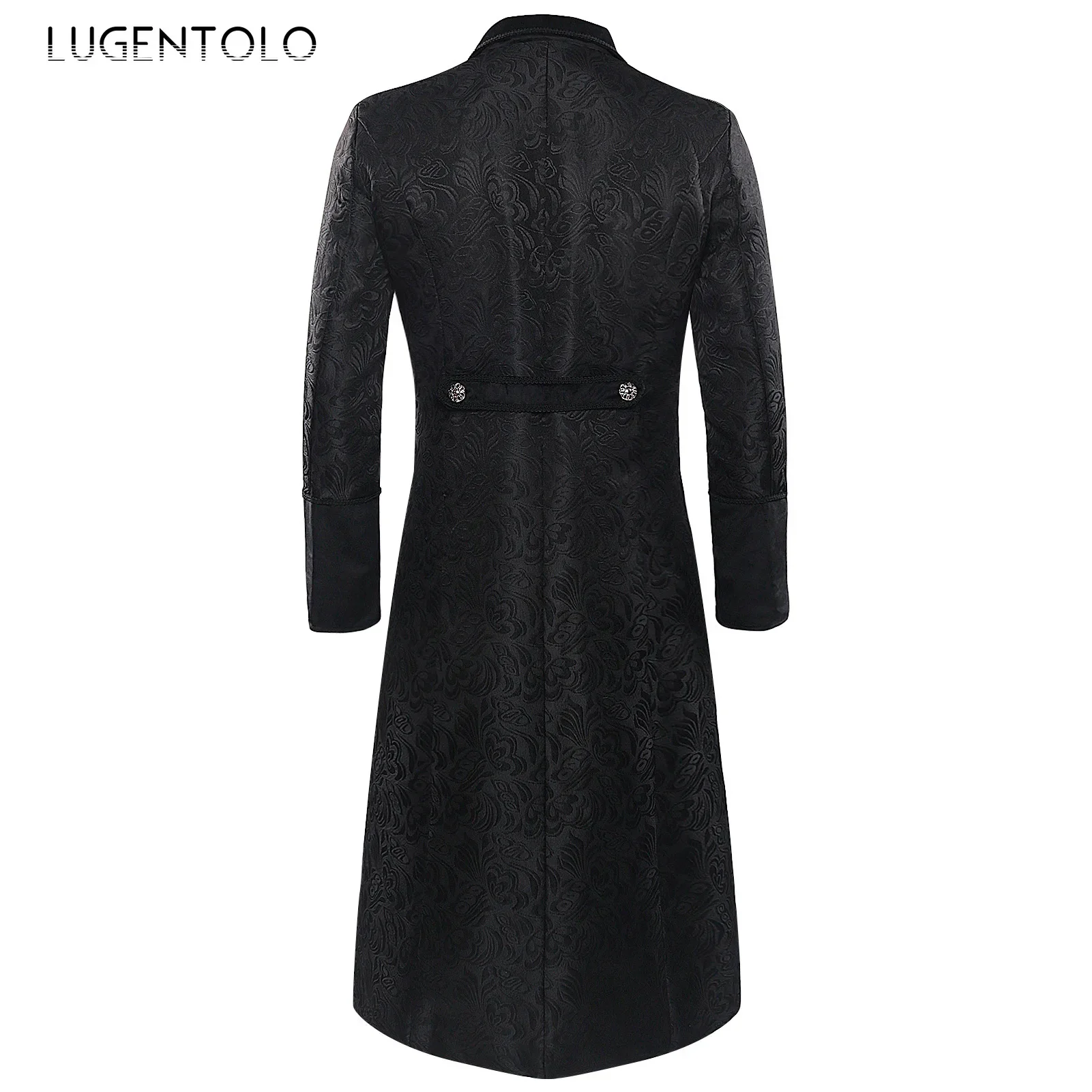 Men Jacquard Trench Punk Medieval Long Coat Retro Casual Single Breasted Lapel Black Male Vintage Party Autumn Jackets Lugentolo