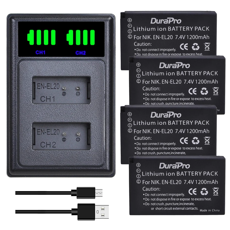 

EN-EL20a Bateria EN-EL20 Battery + Dual Charger for Nikon EN EL20 EL20a Coolpix P1000, 1 j1, 1 J2, 1 J3, 1 S1, 1 V3, A, A 1, AW1