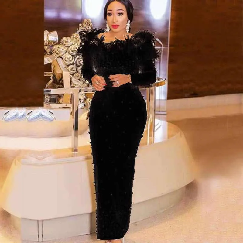 Sexy Long Evening Dresses Lady Party Wedding Dress Woman Fashion Elegant Maxi Robe Midi Dress Beaded Host Evening Dress