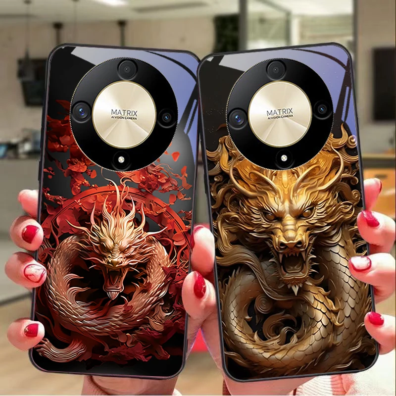 Chinese Wind Dragon Tempered Glass Phone Case