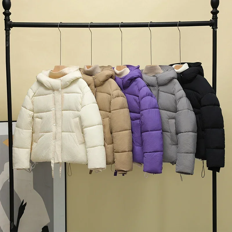 

Зимняя женская куртка, новинка 2023, верхняя одежда, женские парки с капюшоном и хлопковой подкладкой, свободные мягкие теплые пальто на молнии с длинным рукавом