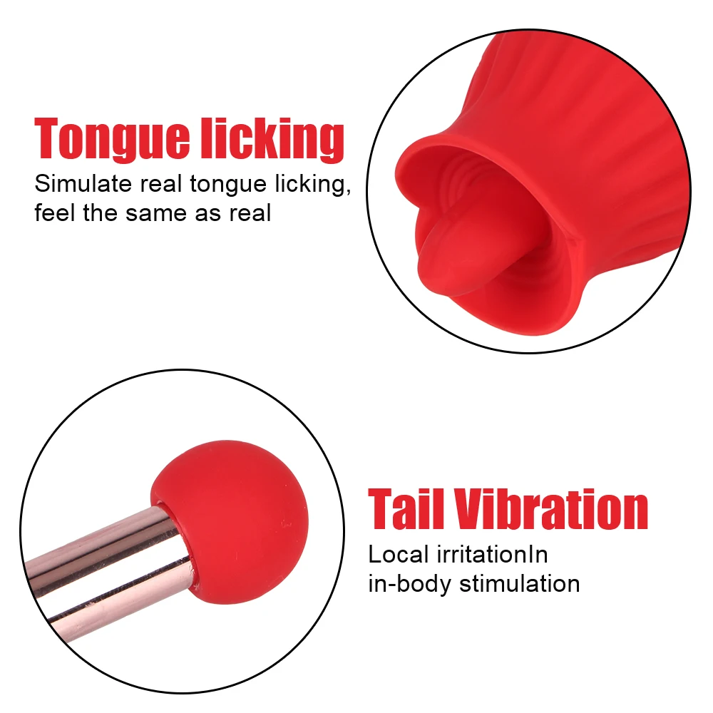 Rose Shape Tongue Licking Vibrator for Women