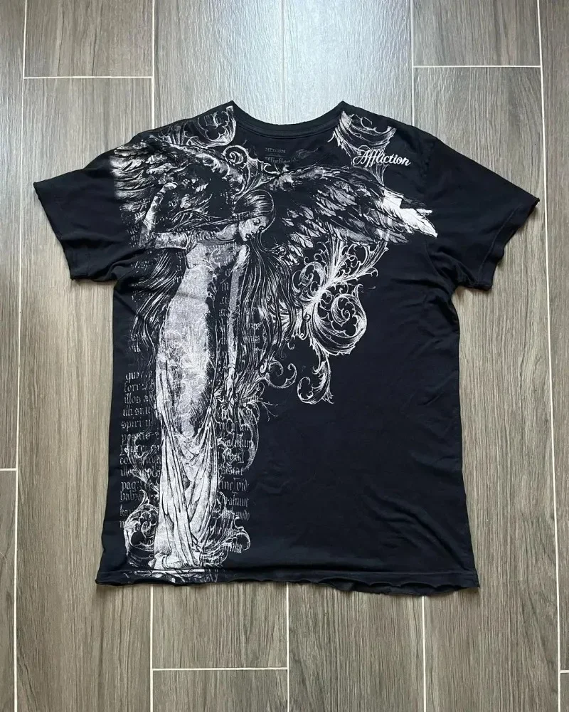 thumbnail image 1 of Camiseta Harajuku Y2K nueva retro hip hop con estampado de calavera, camiseta de gran tamaño para hombre y mujer, ropa gótica de manga corta, tops, ropa de calle, 1 of 5