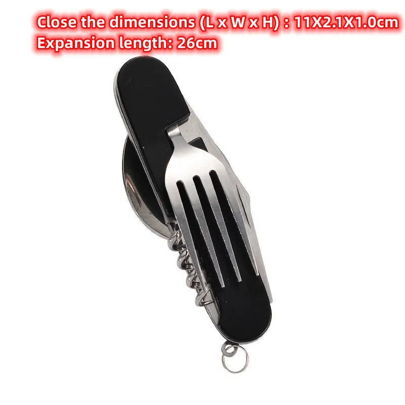 Tablespoon Set 4 In 1 Foldable Spoon Knife Fork Bottle Opener Stainless Steel Folding Pocket Kits Outdoor Tableware Set Kitchen