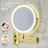 8 inch Makeup Mirror Matte Gold 3x/5x/7x/10x Magnifying Double Side USB Charging Bathroom 3 color light Cosmetic Mirrors 1