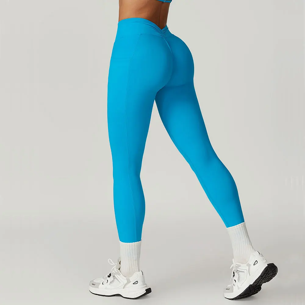 V-shaped Back Yoga Pants High Waist Leggings Women Gym Workout Tights Fitness Tummy Control Running