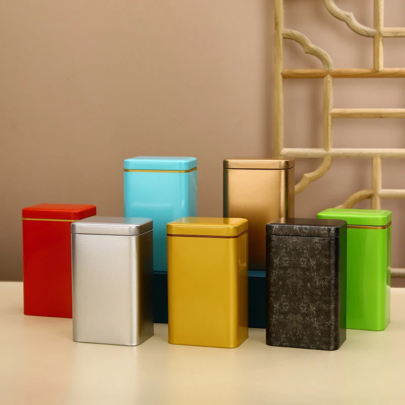 125g Metal Retro Square Tea Can Candy Food Storage Case With Lid Packaging Box Container Sealed Metal Can tea tin box tea canister