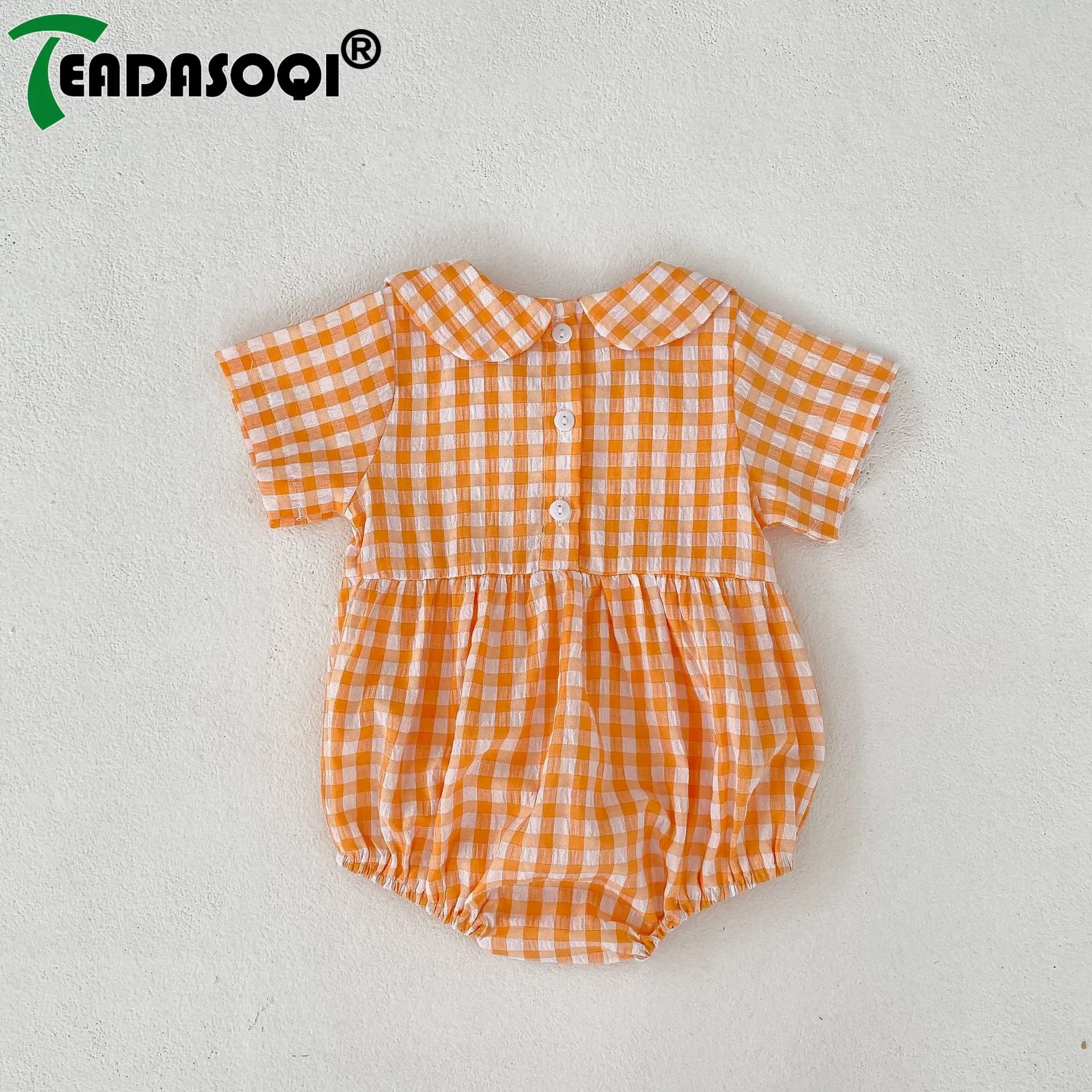 

Clothing 유아복 Newborn Baby Princess Short Sleeve Peter Pan Collar Outwear Infant Kids Girls Cotton One-pieces Bodysuits Toddler