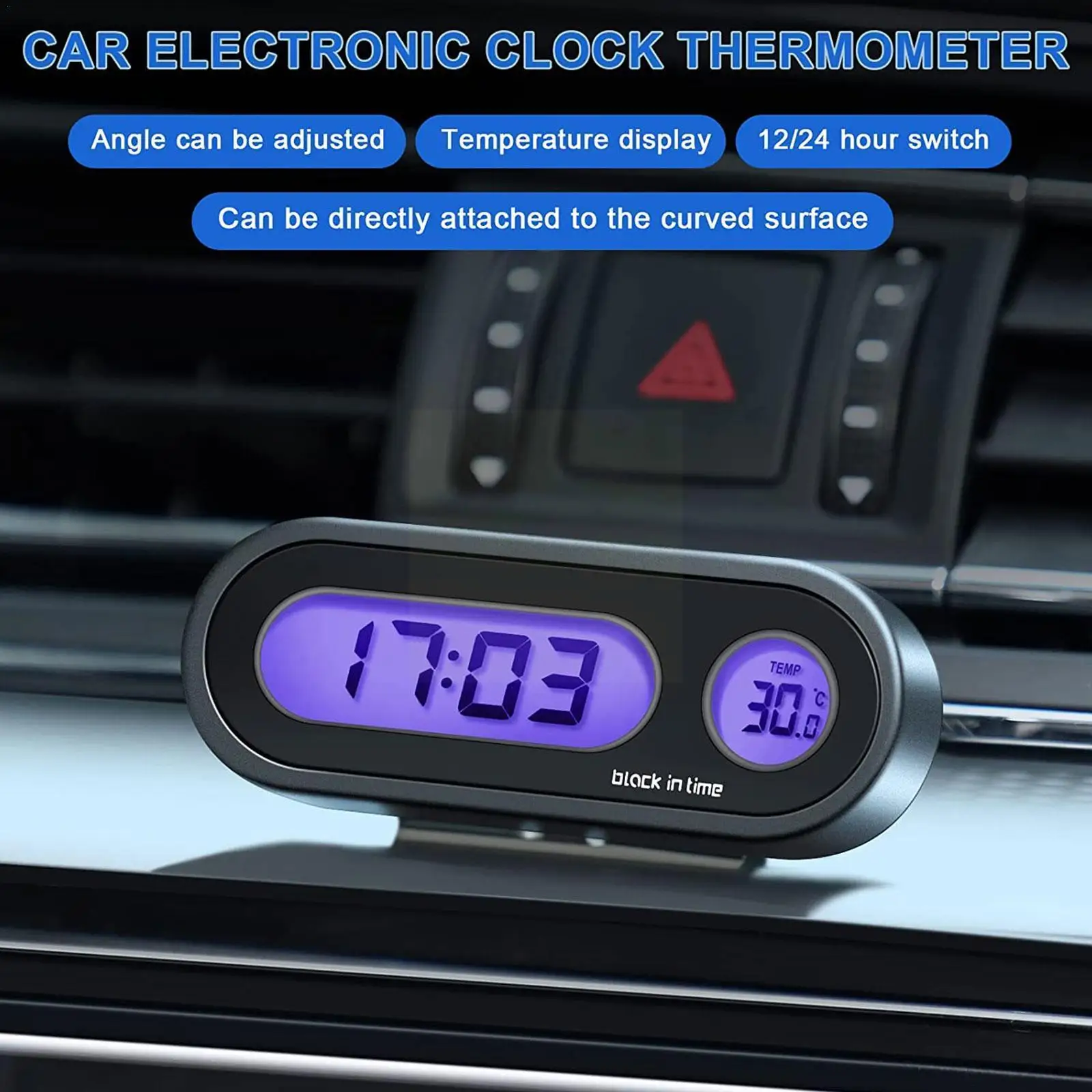 2 In 1 Auto Clocks Car Clock Digital Thermometer Time Digital Car