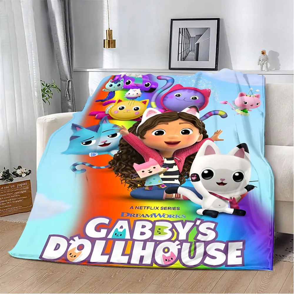 Printed Blanket Cute Gabbys Dollhouse Girl Picnic Blankets Warm Blanket Soft and Comfortable Blanket Home Travel Birthday Gift 4