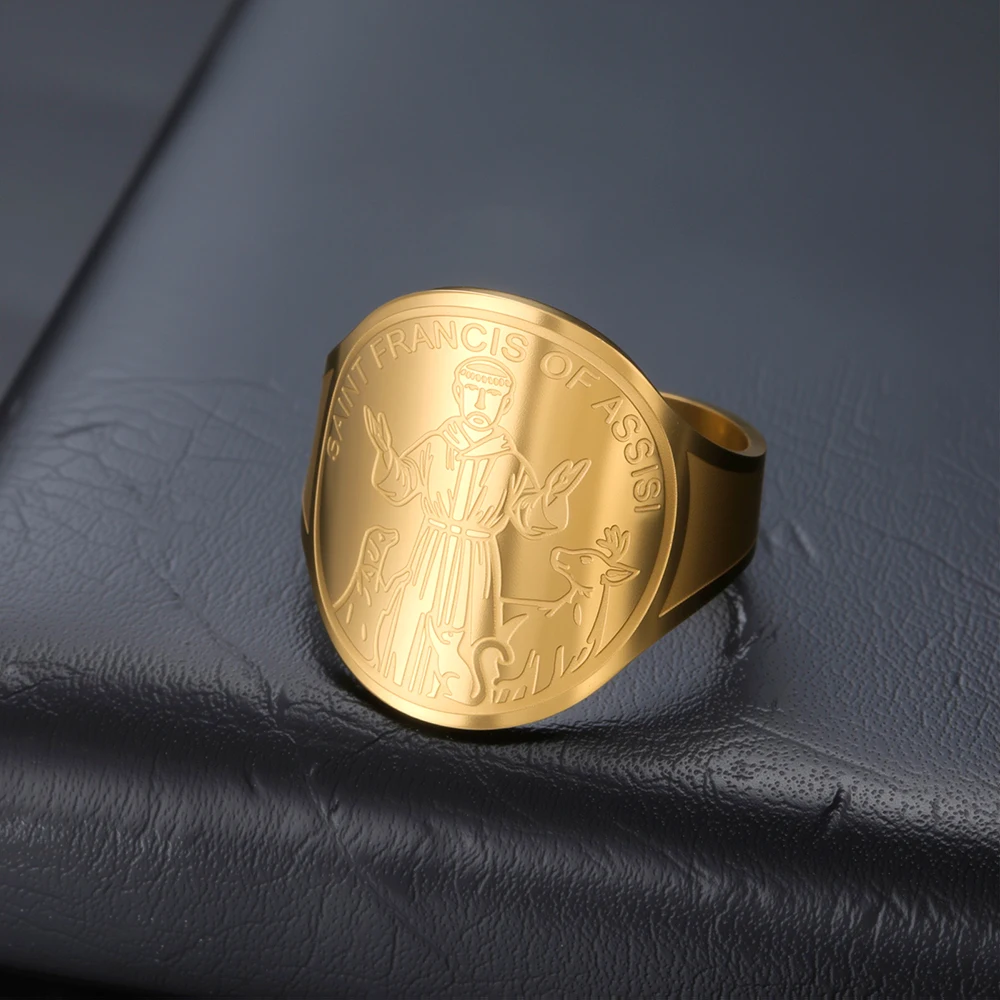 Dawapara Saint Francis of Assisi Verstellbarer Ring Katholischer Schutzpatron Tier Advocate Geschenke Edelstahlschmuck – Detail 16