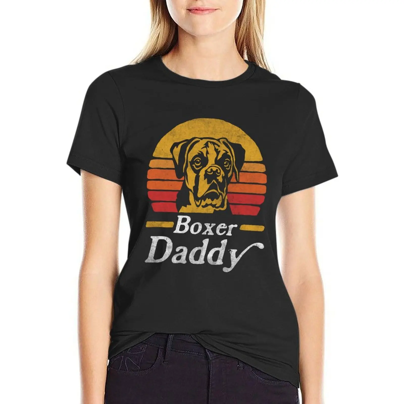 

Retro Vintage Boxer Dog Daddy T-Shirt animal print shirt for girls graphics tshirts for Women